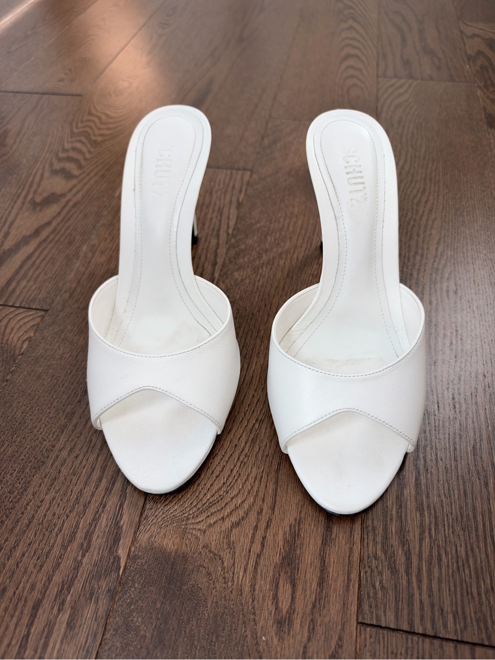 SCHUTZ White Mule Heels